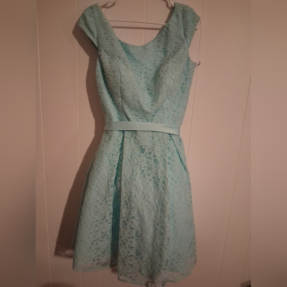 Mori Lee Aqua Lace Dress